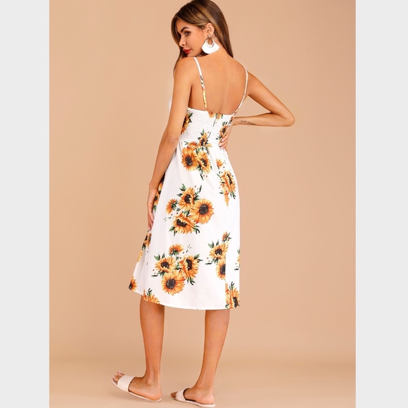 Button Detail Sunflower Cami Midi Dress - Picture 4 of 8